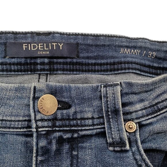 Fidelity Jeans Mens 33 Blue Denim Jimmy Kennedy Made in USA Stretch M9456 9390 - Picture 4 of 10
